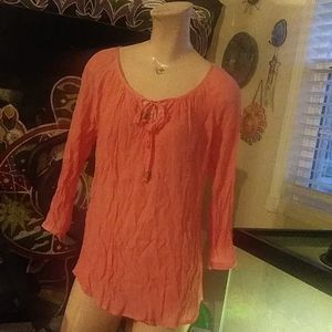 Sheer pink 3/4 sleeve Maurices top size M